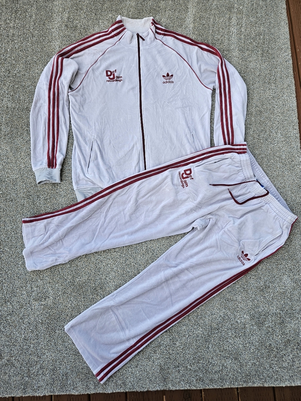 RARE Adidas x Def Jam Recordings Velour Tracksuit Set Gray Red Men's Size Large